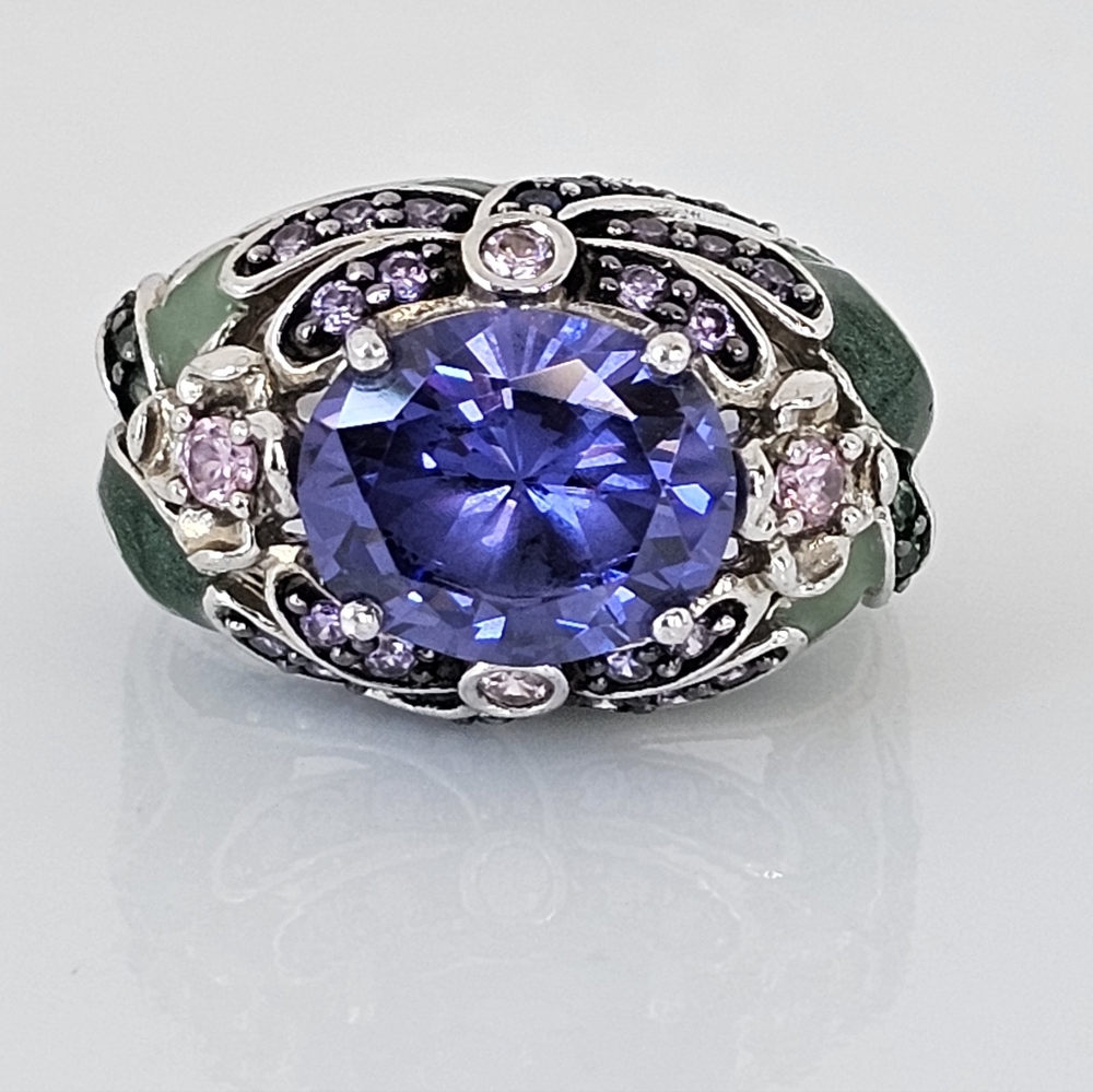 Retired Victoria Wieck Tanzanite and Amethyst Ring in Sterling Silver Sz 8! - Picture 4 of 14